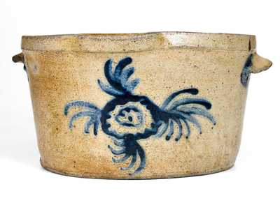 Unusual Stoneware Milkpan with Floral Decoration, Baltimore, MD, circa 1820