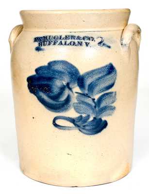 2 Gal. P. MUGLER & CO. / BUFFALO, NY Stoneware Jar with Floral Decoration