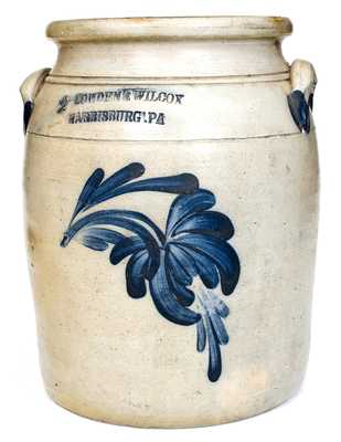 2 Gal. COWDEN & WILCOX / HARRISBURG, PA Stoneware Jar with Floral Decoration