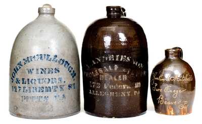 Lot of Three: Southwestern Pennsylvania Advertising Jugs