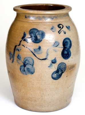 Scarce Pruntytown, WV Stoneware Jar with Floral Decoration