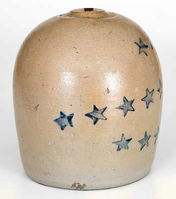 Rare Western PA Stoneware Bank with Stars Decoration