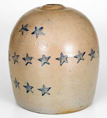 Rare Western PA Stoneware Bank with Stars Decoration