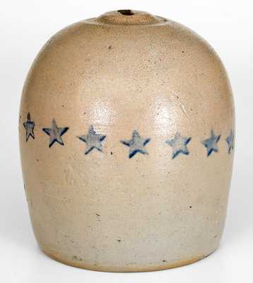 Rare Western PA Stoneware Bank with Stars Decoration