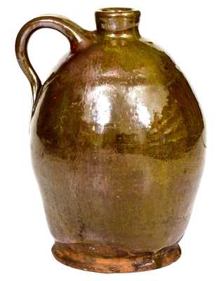 Green-Glazed Redware Jug, New England origin