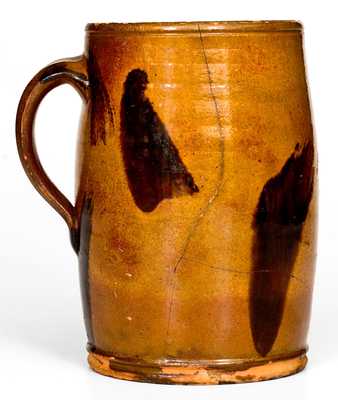 Rare attrib. William Pecker (Merrimacport, Mass.) Slip-Decorated Redware Mug