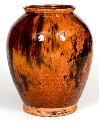 Fine Glazed Redware Jar, Bristol County, MA origin