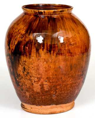 Fine Glazed Redware Jar, Bristol County, MA origin
