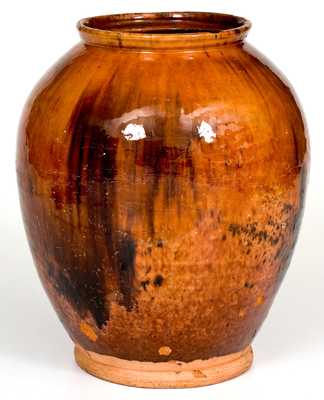Fine Glazed Redware Jar, Bristol County, MA origin