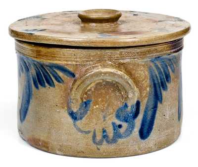 Cobalt-Decorated Richard C. Remmey (Philadelphia) Stoneware Cake Crock w/ Lid