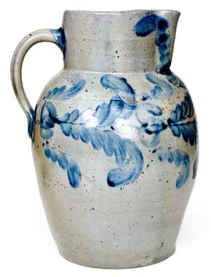 Two-Gallon Stoneware Pitcher with Cobalt Floral Decoration, Baltimore, MD origin