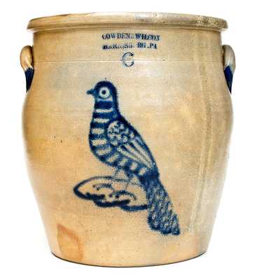Outstanding COWDEN & WILCOX / HARRISBURG, PA Six-Gallon Stoneware Bird Jar