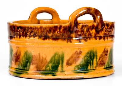 Exceptional J. BELL (Waynesboro, PA) Redware Butter Tub
