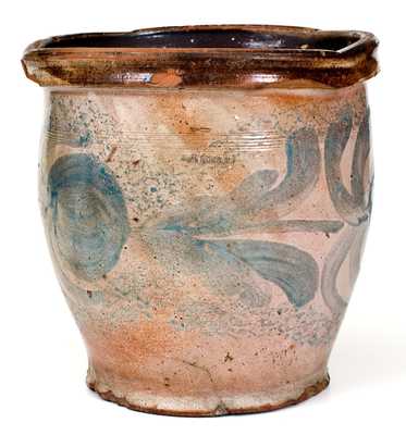 Extremely Rare Tin-Glaze J. BELL Redware Jar (John Bell, Chambersburg or Waynesboro, PA)