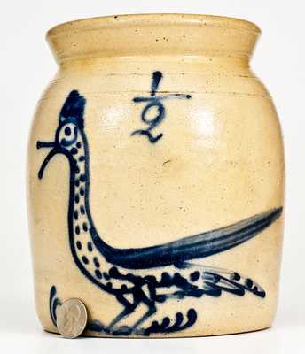 Very Rare Half-Gallon Cortland, NY Stoneware Jar with Cobalt Gooney Bird Decoration