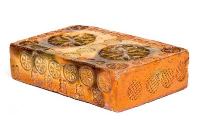 Rare Stamp-Decorated Redware Doorstop, PA origin, 19th century