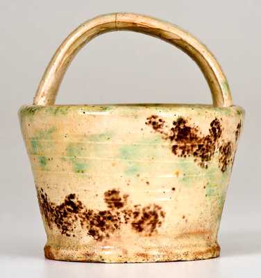 Extremely Rare Miniature Redware Basket attrib. John Bell, Chambersburg or Waynesboro, PA