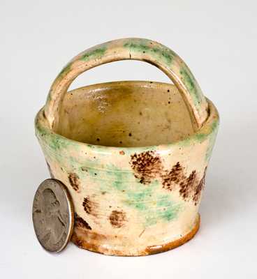 Extremely Rare Miniature Redware Basket attrib. John Bell, Chambersburg or Waynesboro, PA