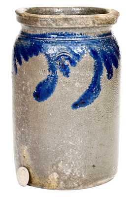 W.H. Lehew & CO. / Strasburg, VA Half-Gallon Stoneware Jar w/ Cobalt Floral Decoration