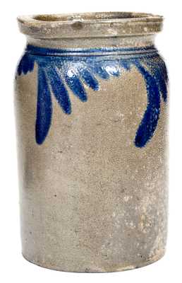 W.H. Lehew & CO. / Strasburg, VA Half-Gallon Stoneware Jar w/ Cobalt Floral Decoration