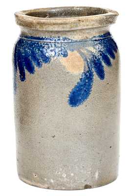 W.H. Lehew & CO. / Strasburg, VA Half-Gallon Stoneware Jar w/ Cobalt Floral Decoration