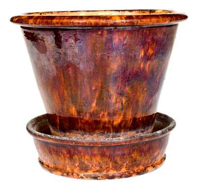 Large-Sized JOHN BELL / WAYNESBORO Redware Flowerpot