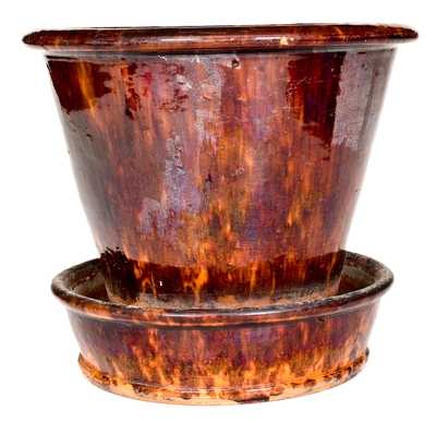 Large-Sized JOHN BELL / WAYNESBORO Redware Flowerpot