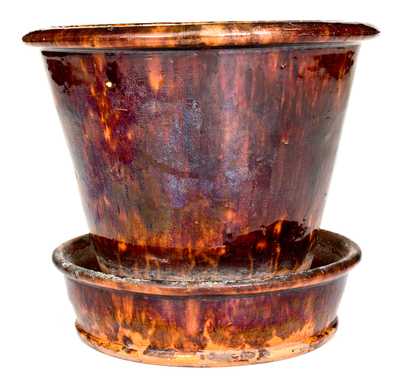 Large-Sized JOHN BELL / WAYNESBORO Redware Flowerpot