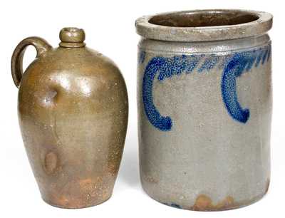 Two Pieces of Signed Solomon Bell Stoneware, Winchester and Strasburg, VA, circa 1840-80