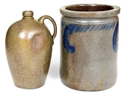 Two Pieces of Signed Solomon Bell Stoneware, Winchester and Strasburg, VA, circa 1840-80