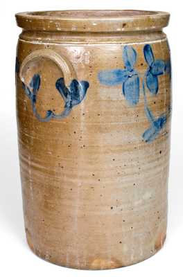 Five-Gallon P. HERRMANN (Baltimore) Stoneware Jar w/ Cobalt Clover Decoration