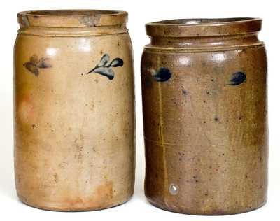 Two P. HERRMANN (Baltimore, Maryland) Cobalt-Decorated Stoneware Jars