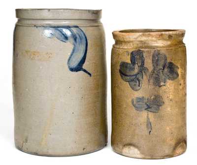 Two P. HERRMANN (Peter Herrmann, Baltimore) Cobalt-Decorated Stoneware Jars