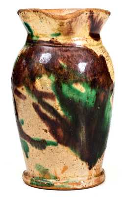 Rare Signed S. BELL & SON / STRASBURG, VA Multi-Glazed Redware Cream Pitcher