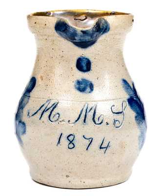 Extremely Rare Miniature Stoneware Presentation Pitcher att. Cowden & Wilcox, Harrisburg, PA