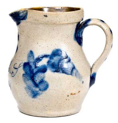 Extremely Rare Miniature Stoneware Presentation Pitcher att. Cowden & Wilcox, Harrisburg, PA