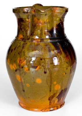 Very Unusual Pennsylvania Redware Pitcher w/ Incised and Impressed Decoration