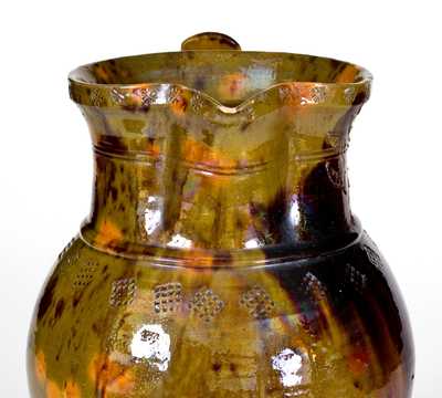 Very Unusual Pennsylvania Redware Pitcher w/ Incised and Impressed Decoration