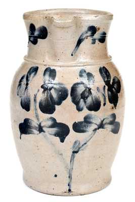 Half-Gallon Baltimore Stoneware Pitcher with Floral Decoration