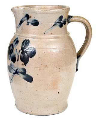 Half-Gallon Baltimore Stoneware Pitcher with Floral Decoration