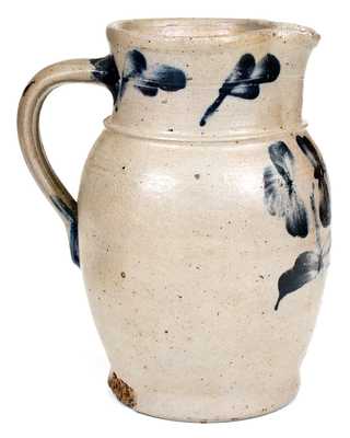 Half-Gallon Baltimore Stoneware Pitcher with Floral Decoration