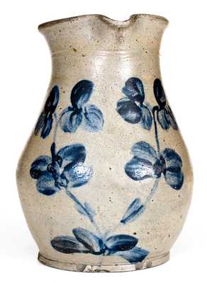 Half-Gallon Baltimore, Maryland Stoneware Pitcher w/ Floral Decoration