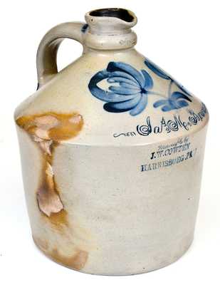 Rare and Important J. W. COWDEN / HARRISBURG, PA Syrup Jug w/ Muncy, PA Inscription