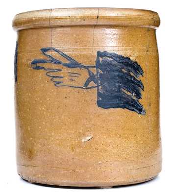 Exceptional Ohio Stoneware Crock w/ Incised Folk Art Figure of a Man