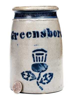 Exceptional Small GREENSBORO Stoneware Canning Jar w/ Thistle Decoration