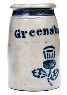 Exceptional Small GREENSBORO Stoneware Canning Jar w/ Thistle Decoration