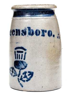 Exceptional Small GREENSBORO Stoneware Canning Jar w/ Thistle Decoration