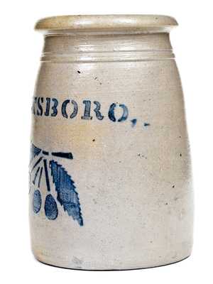 Outstanding Small GREENSBORO Stoneware Canning Jar w/ Cherries Decoration