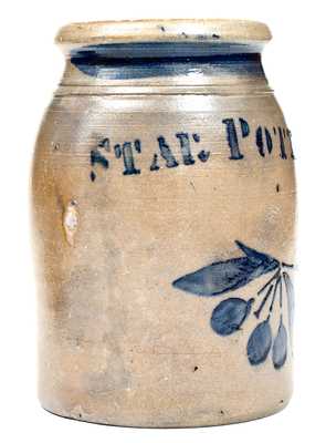 Extremely Rare Small STAR POTTERY Stoneware Canning Jar w/ Cherries Decoration