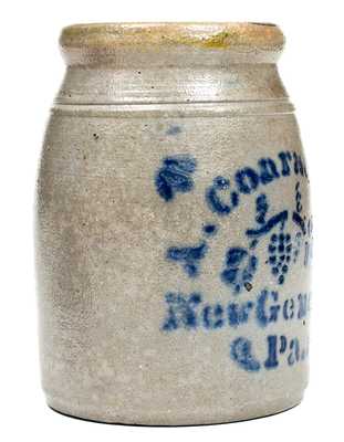 Fine Small A. Conrad & Co. / New Geneva, PA Stoneware Canning Jar w/ Stencilled Grapes